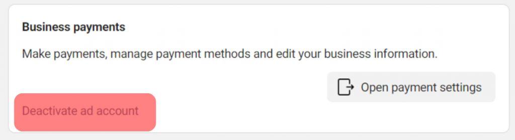 Click The Deactivate Ad Account Link.