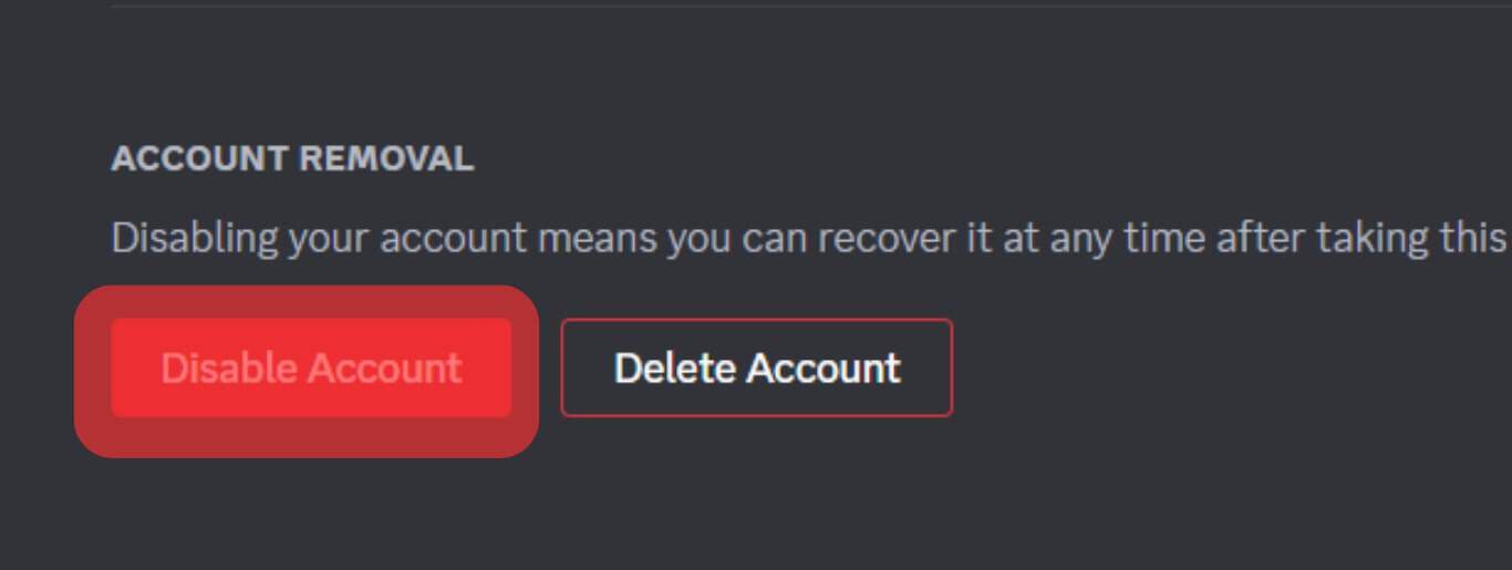 Click The Disable Account Option.