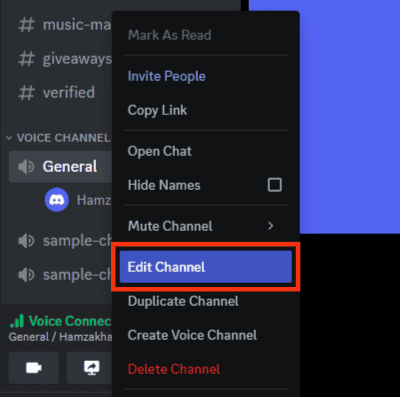 Click The Edit Channel Option