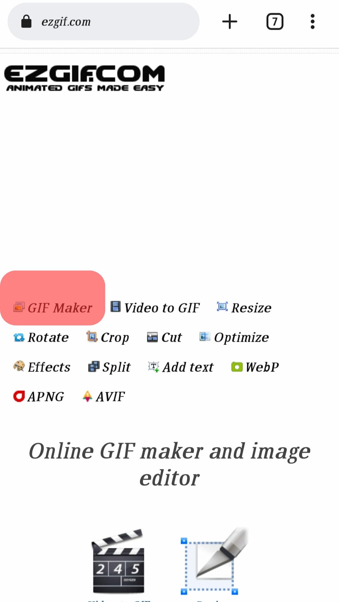 Click The Gif Maker Option
