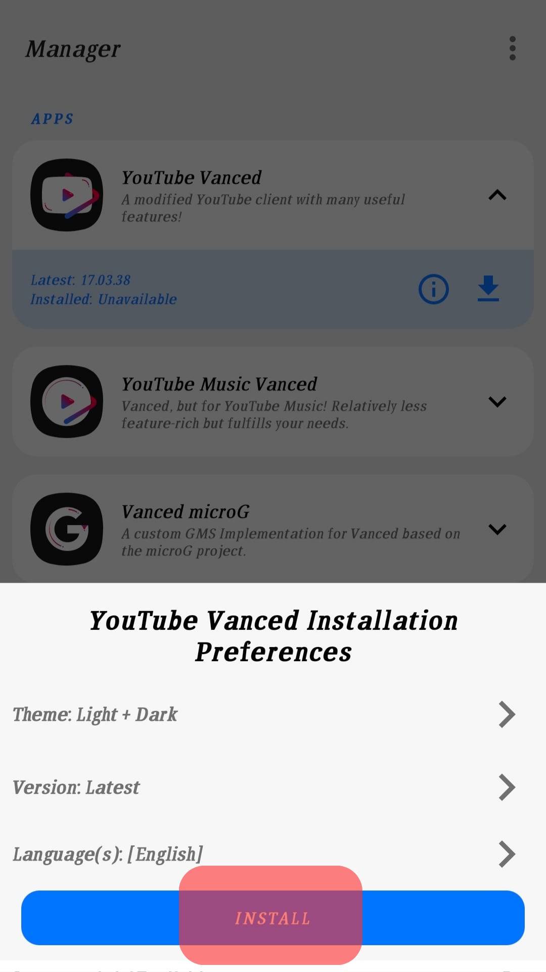 Click The Install Button