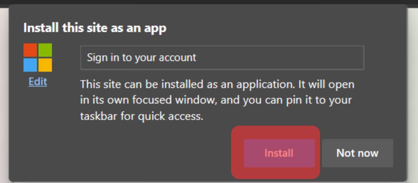 Click The Install Button