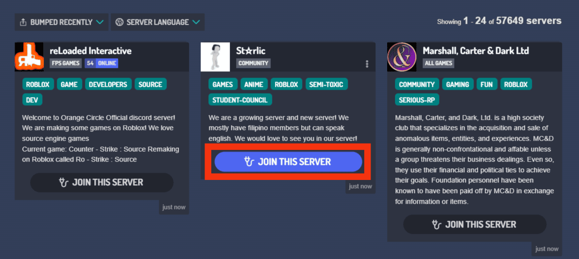 Click The Join This Server Button