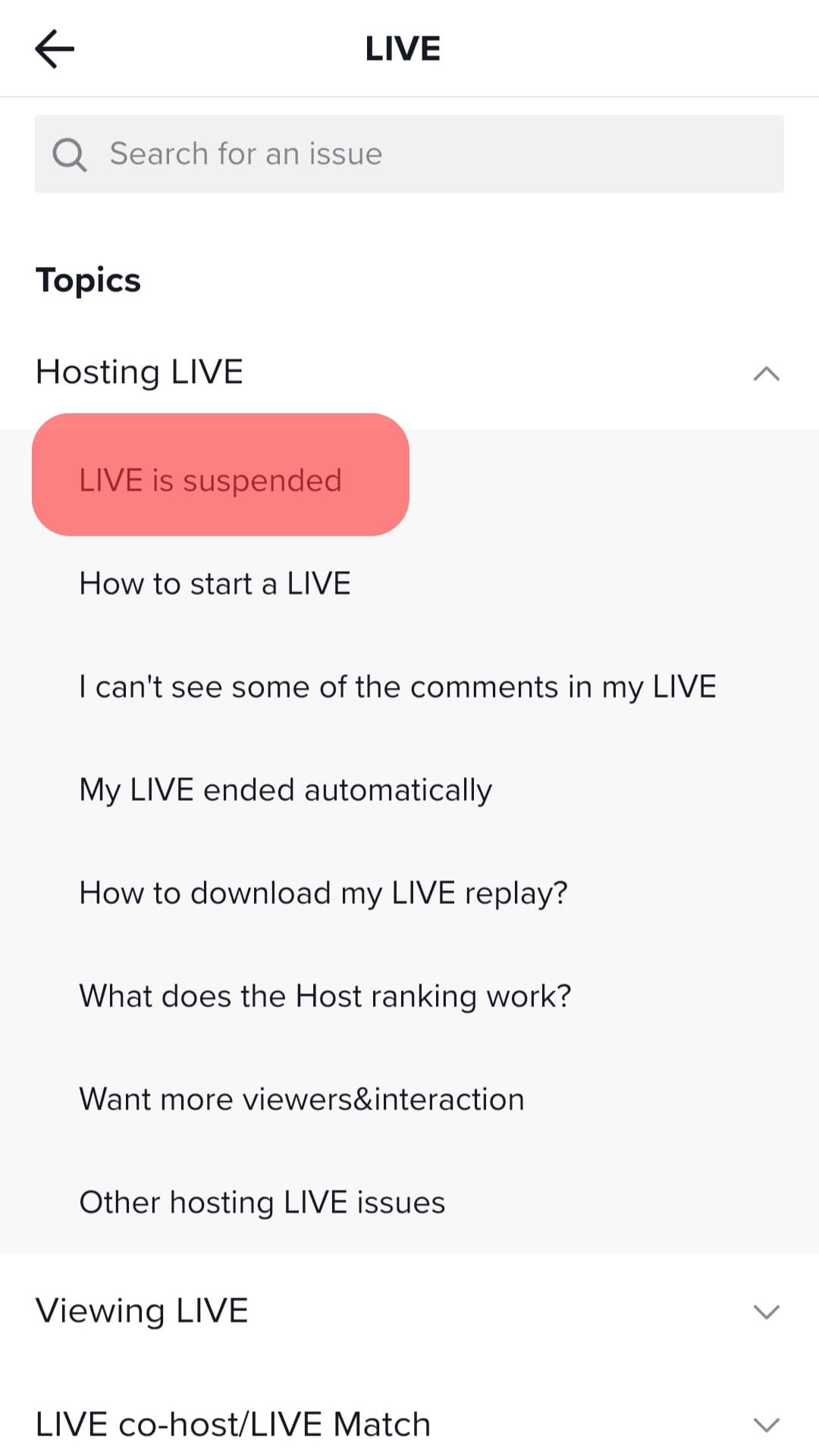 Click The Live Is Suspended Option