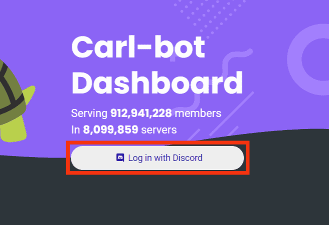 Click The Log In With Discord Button