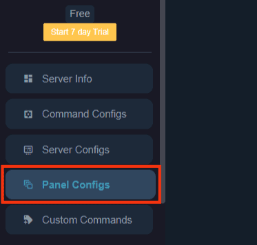 Click The Panel Configs Option