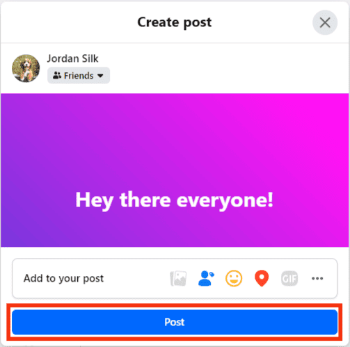 Click The Post Button.