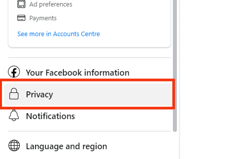 Click The Privacy Option