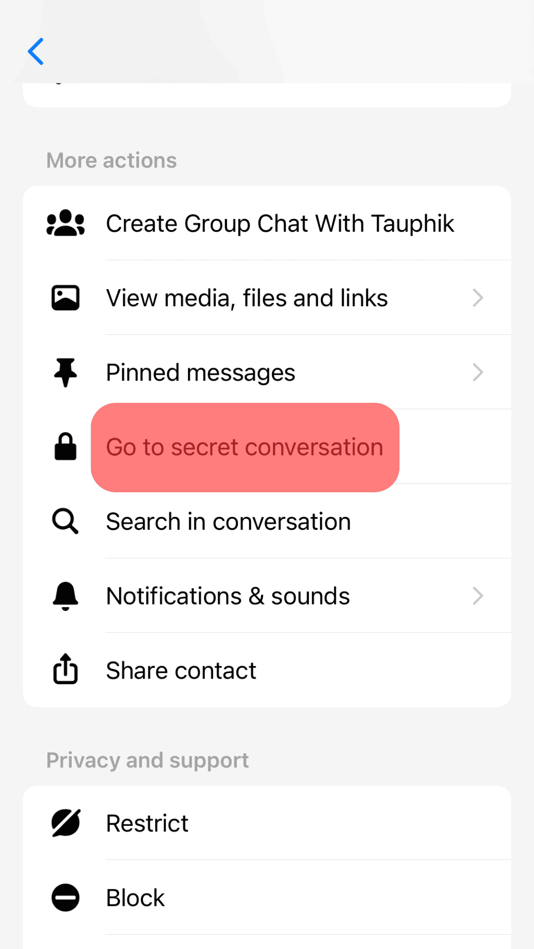 Click The Secret Conversation Mode And Enable It