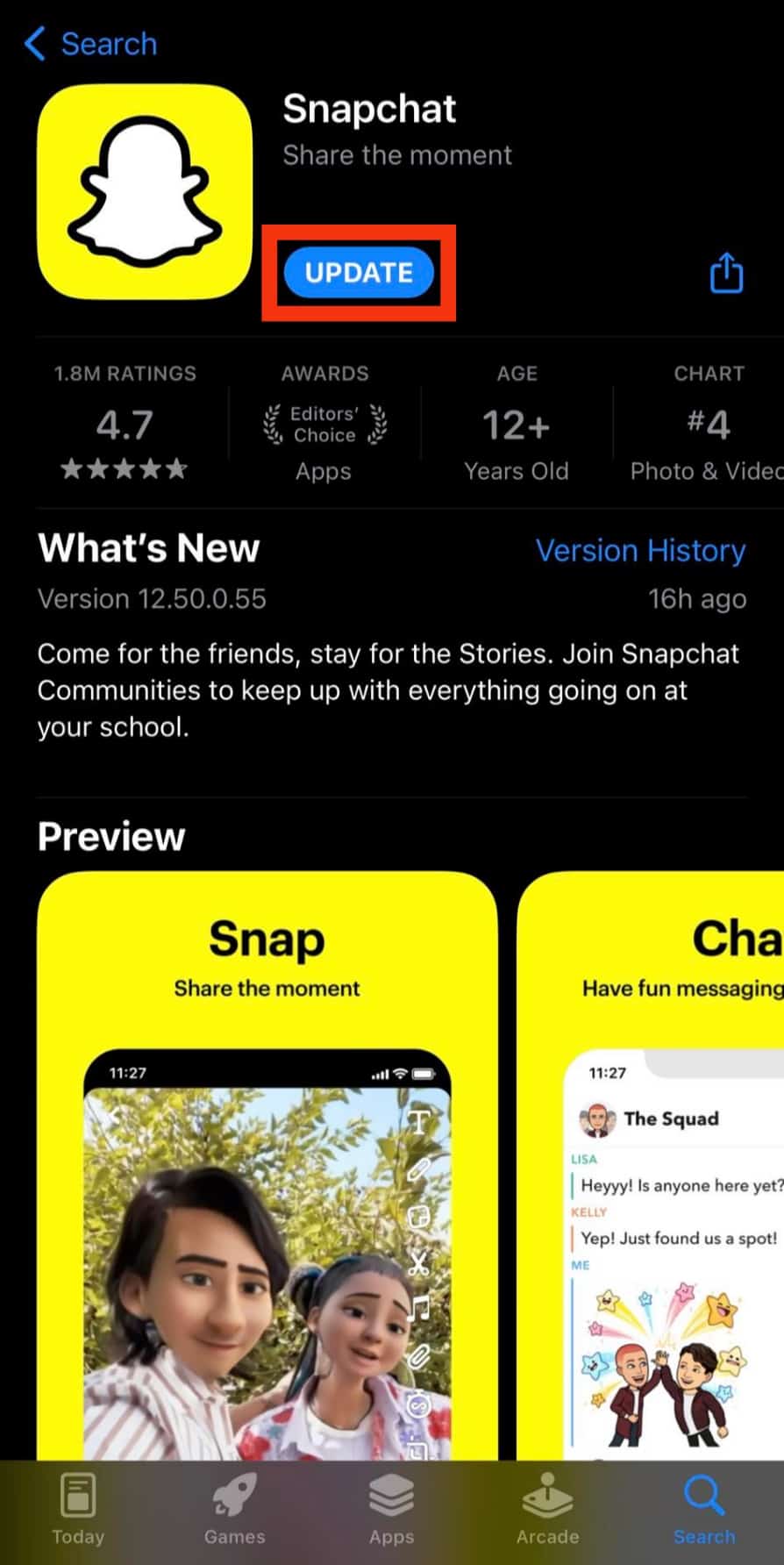 Click The Update Option