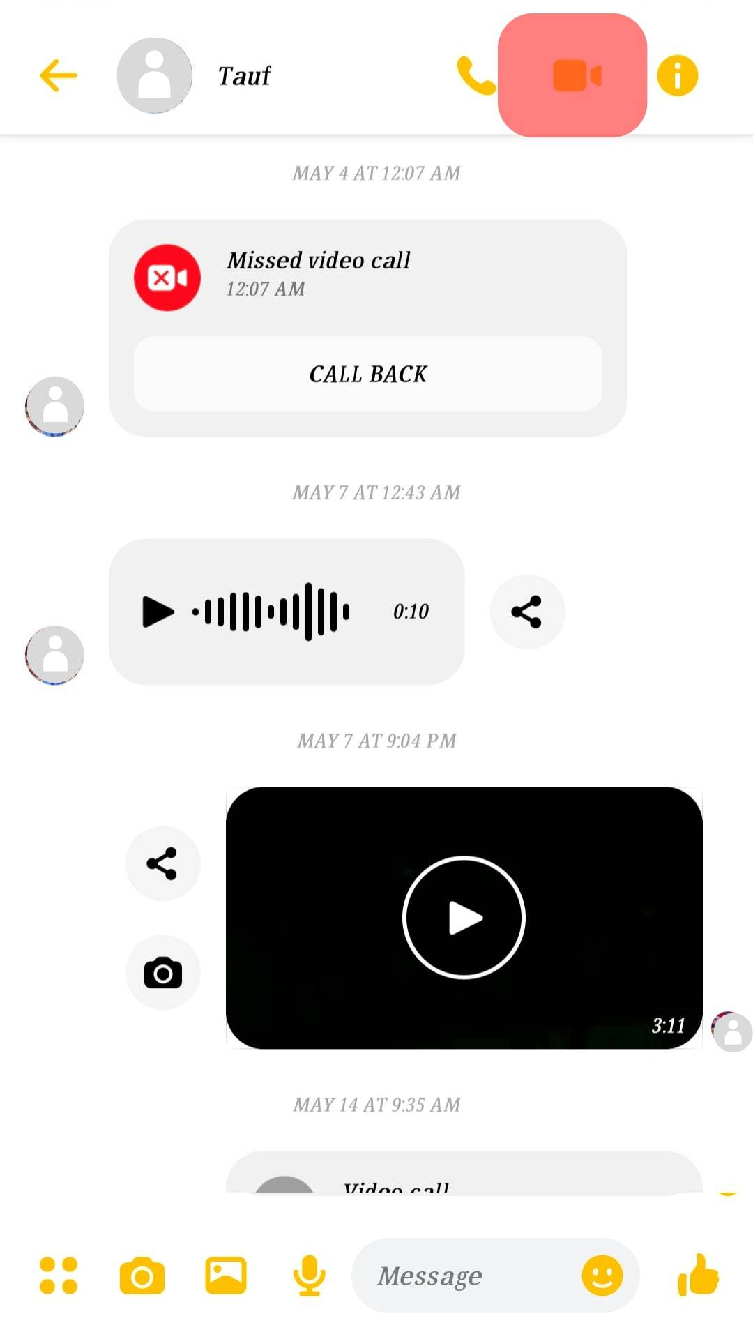 Click The Video Icon To Initiate Video Call
