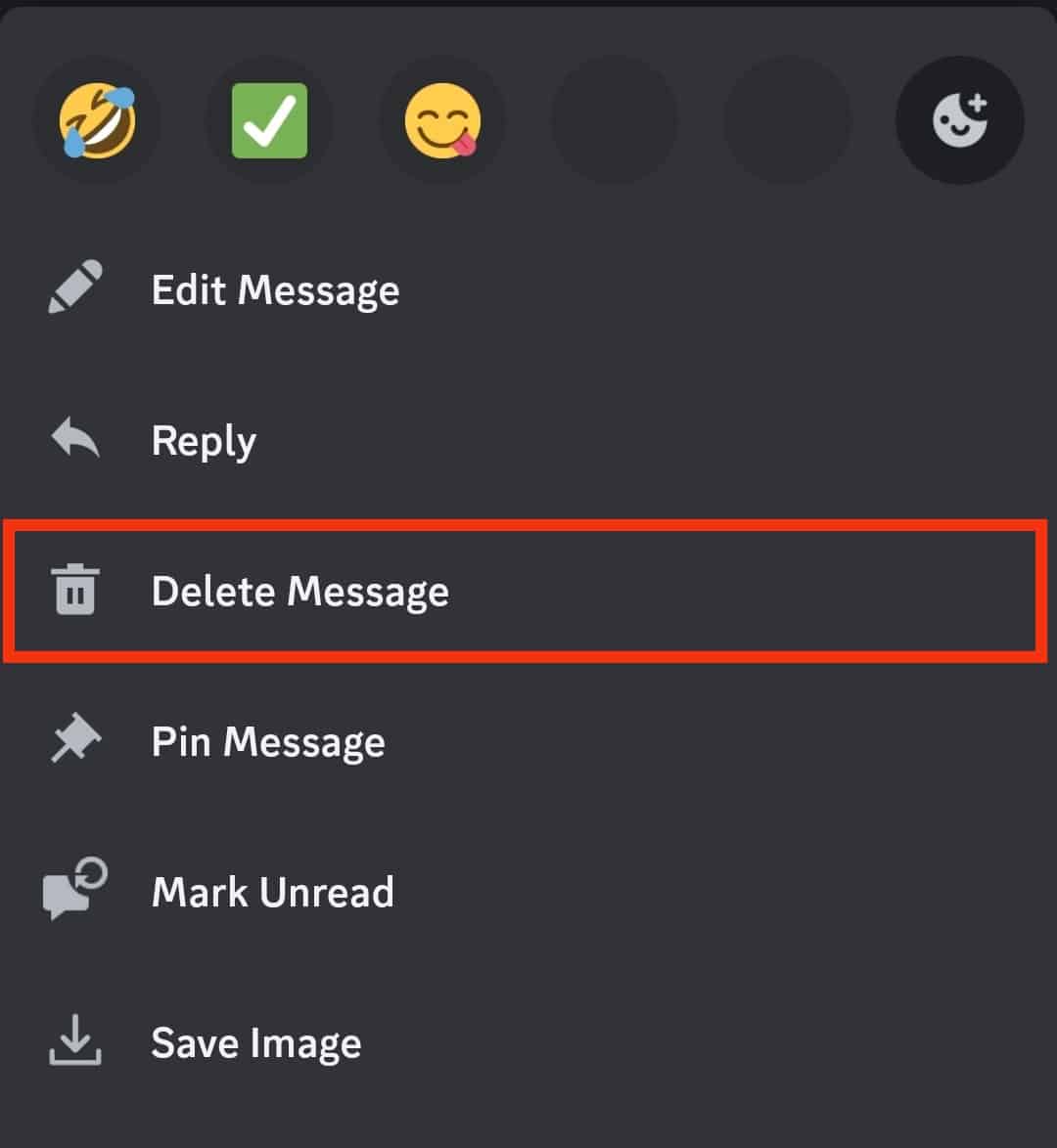 Click The Option For Delete Message
