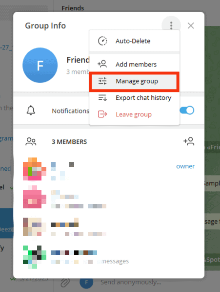 Click The Option For Manage Group