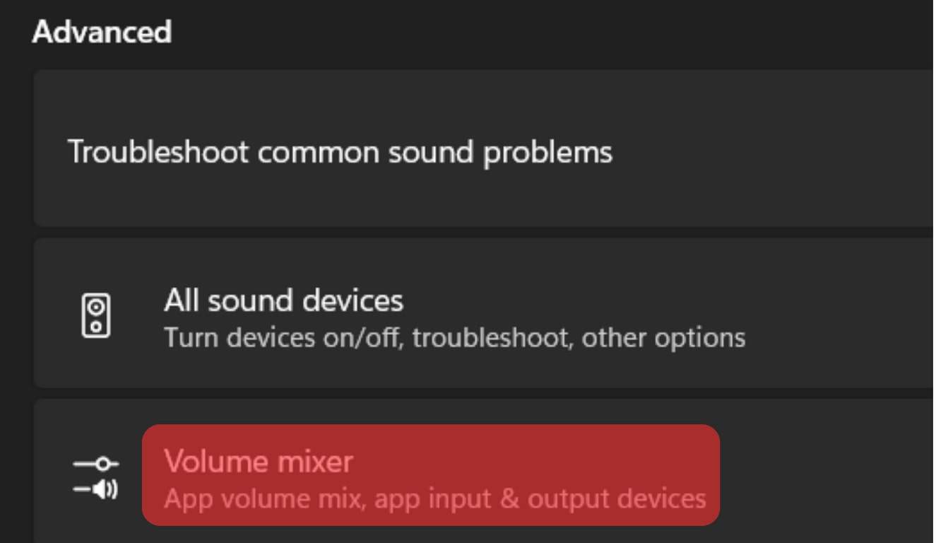 Click The Option For Volume Mixer