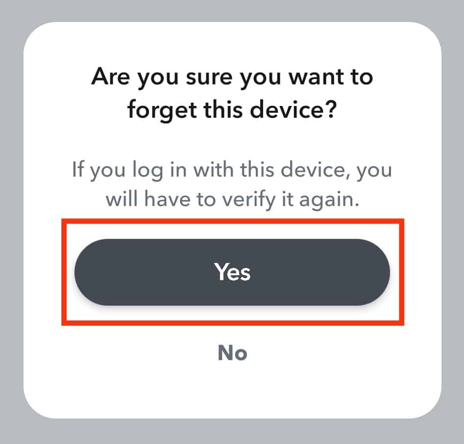 Click Yes To Confirm