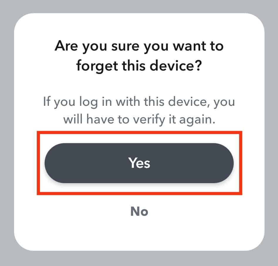 Click Yes To Confirm