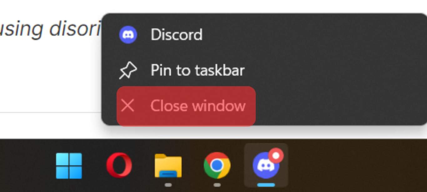 Close Discord On The Taskbar