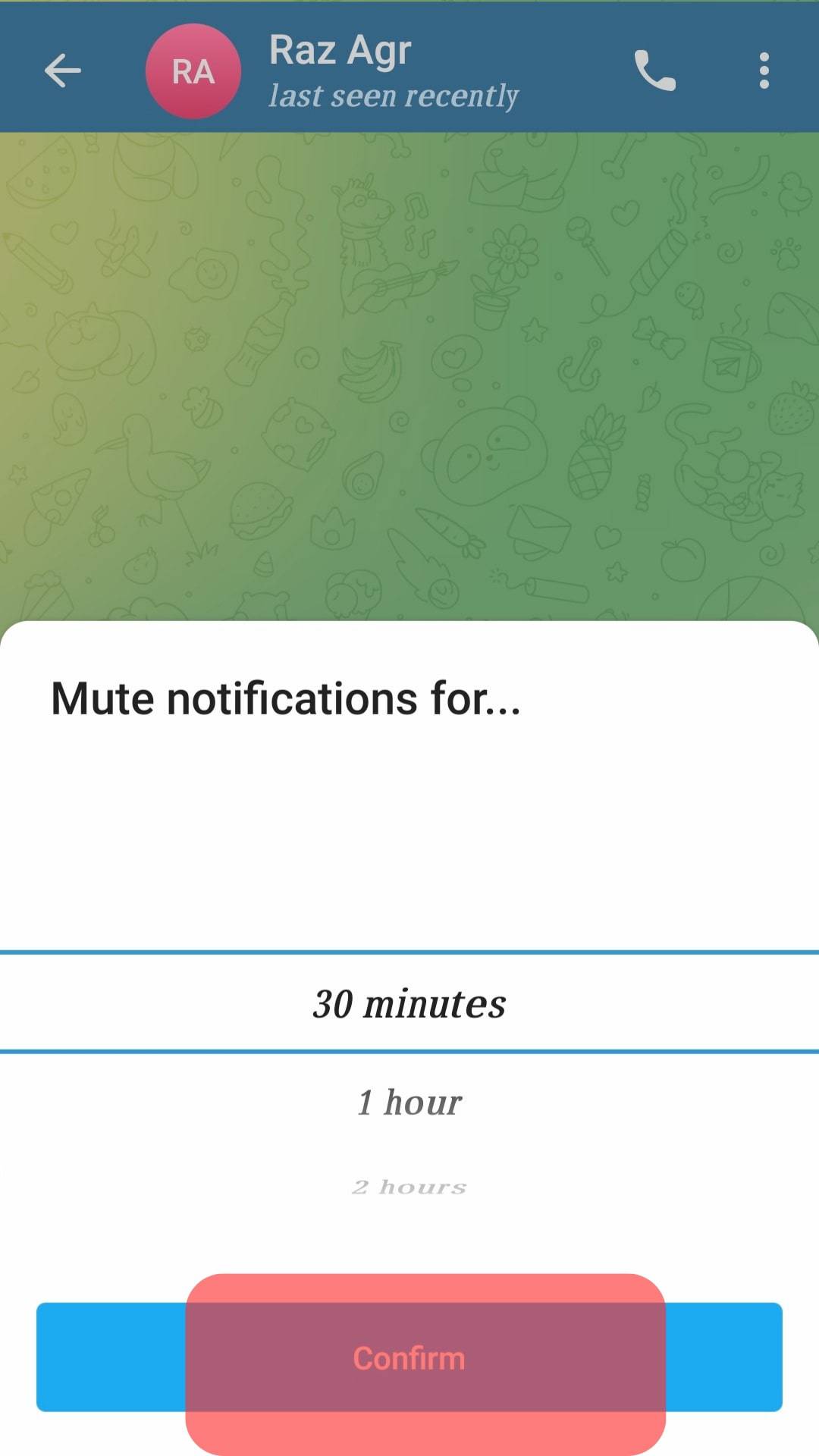 Confirm Button To Mute Person On Telegram