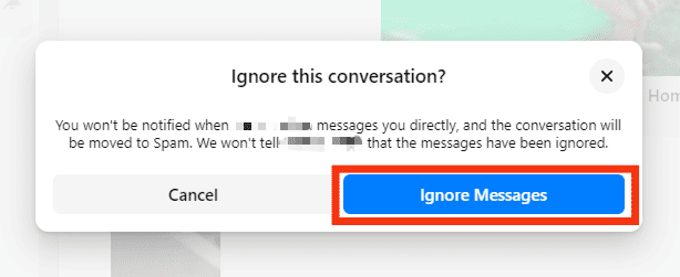 Confirm By Clicking Ignore Messages Again