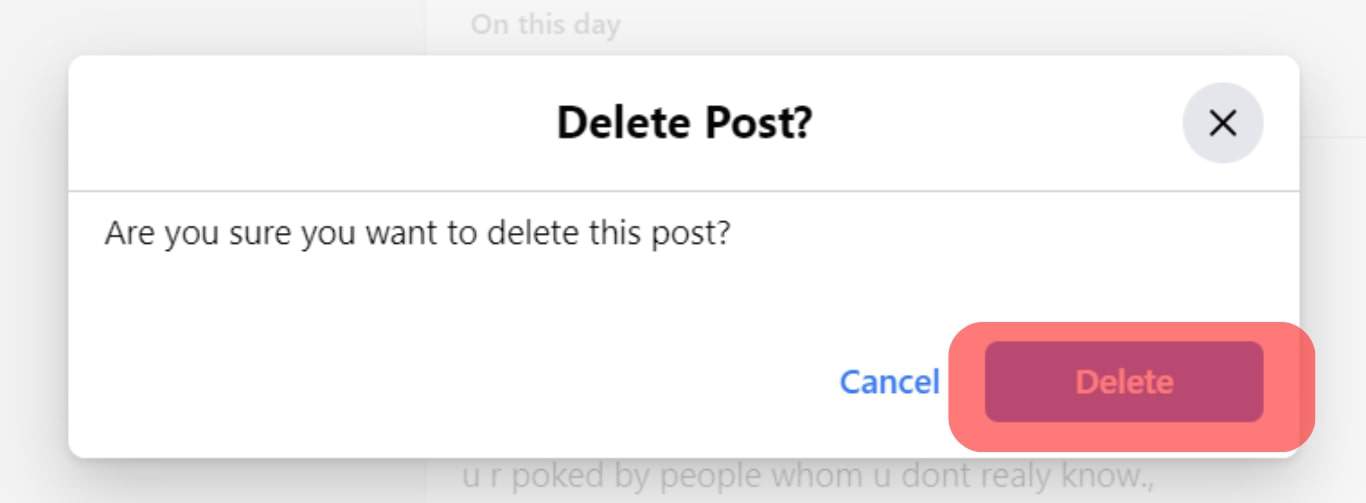 Confirm By Clicking On Delete