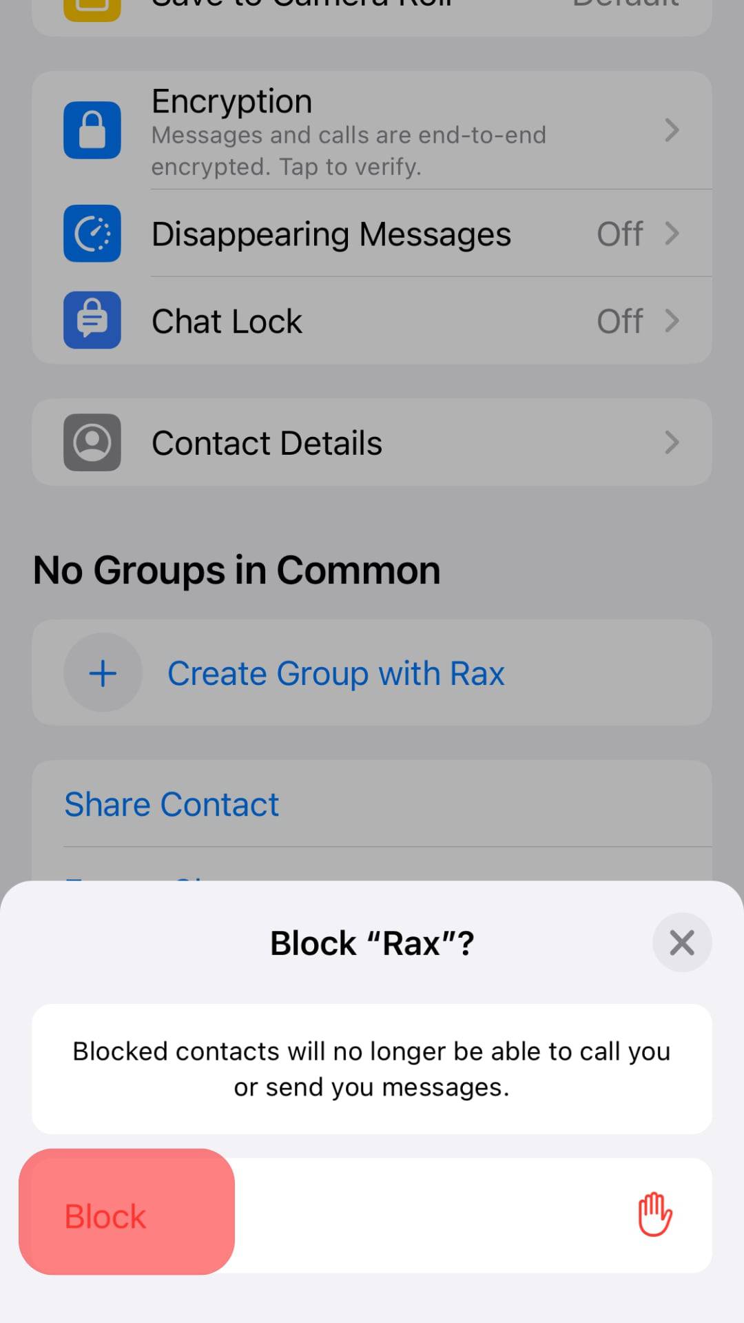 Confirm The Action By Tapping The Block Button.