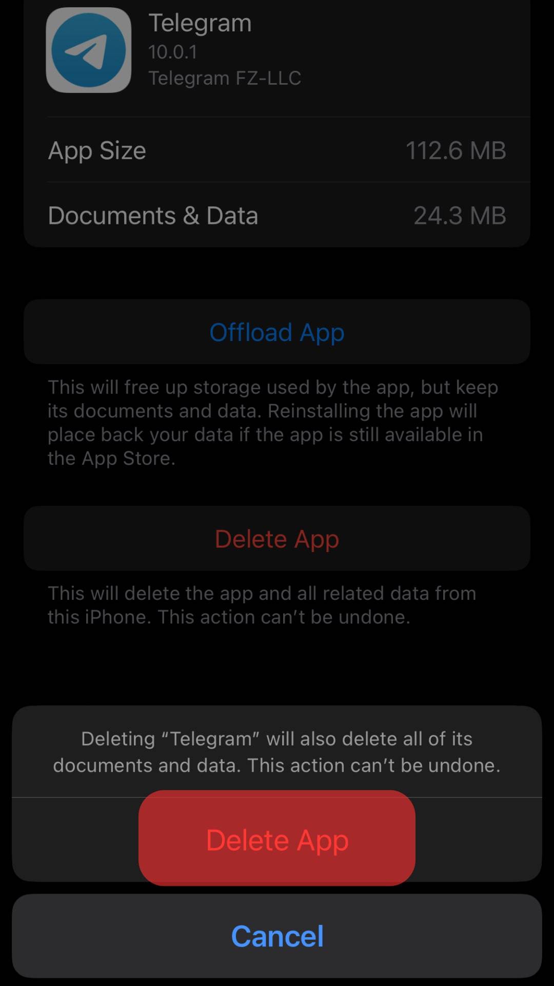 Confirm Your Action By Clicking Delete App Again.