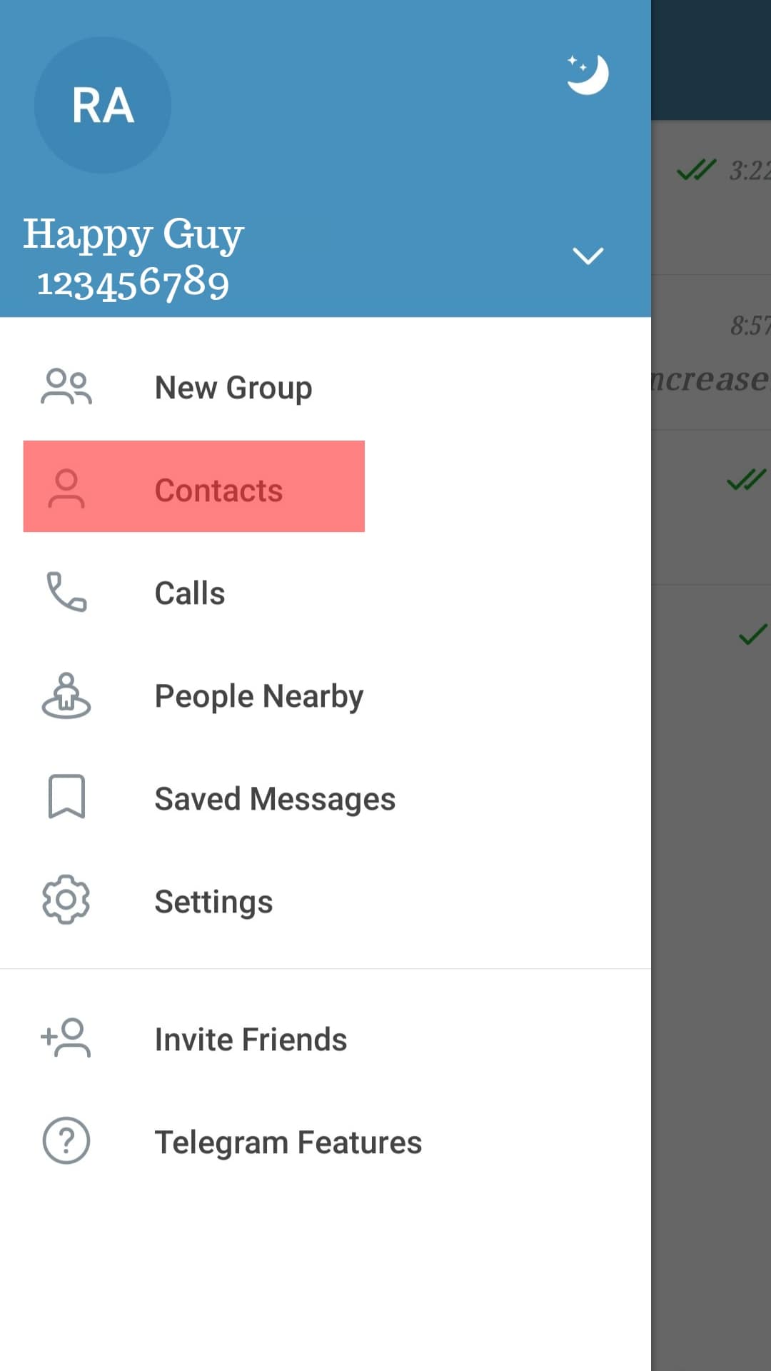 Contacts Option