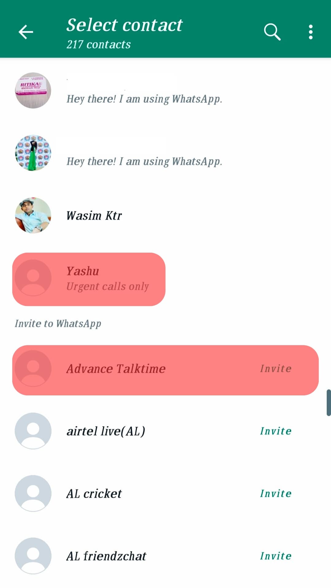 Contacts On Whatsapp Invite Or Message