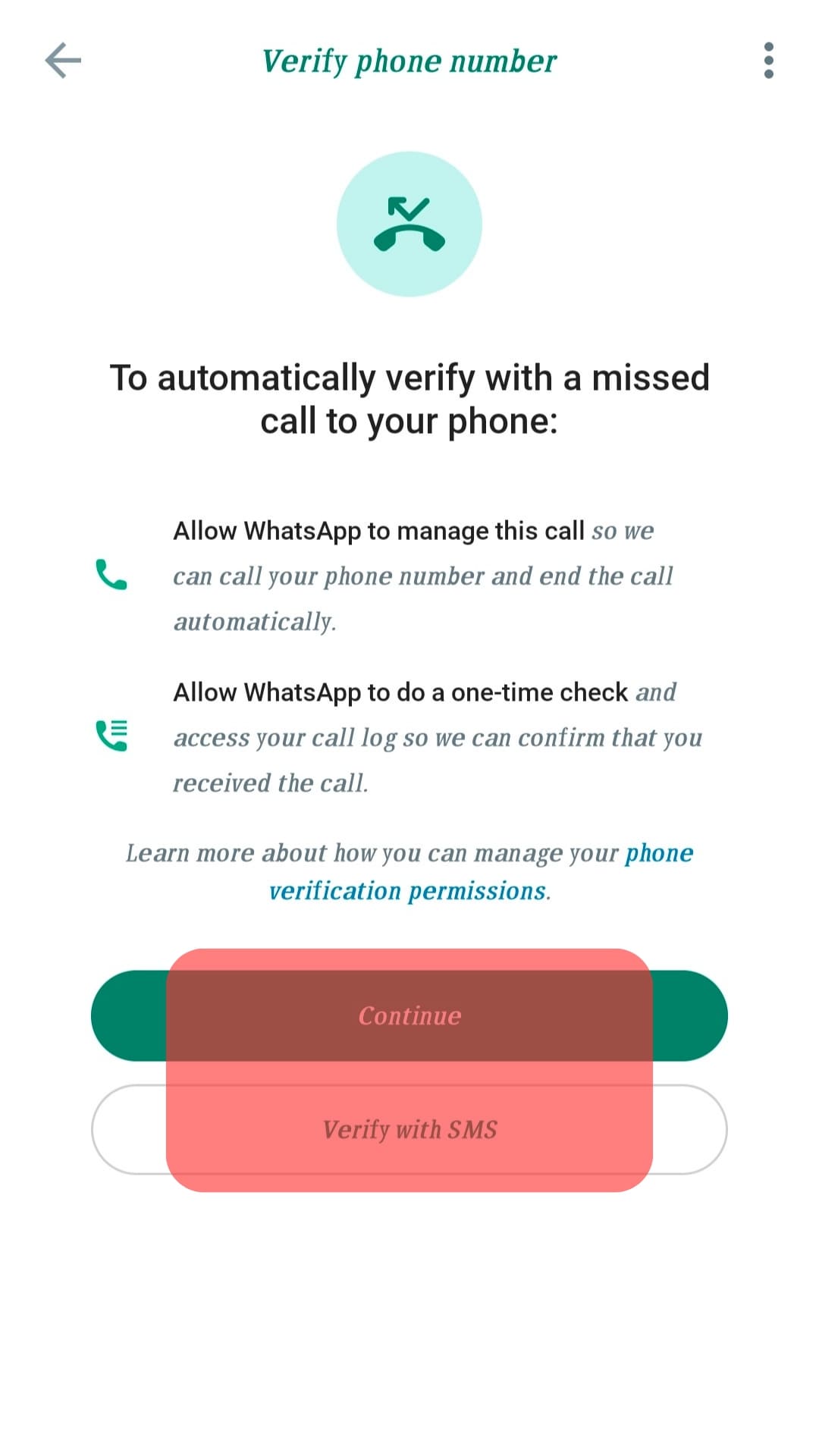 Continue Or Verify With Sms