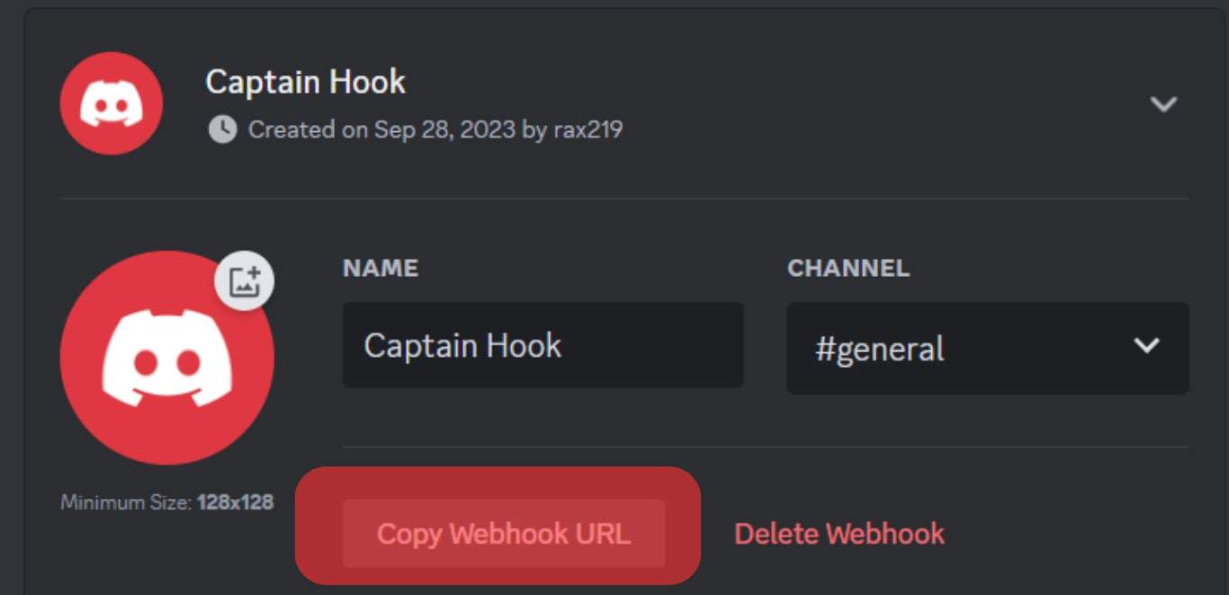 Copy Your Webhook Url.