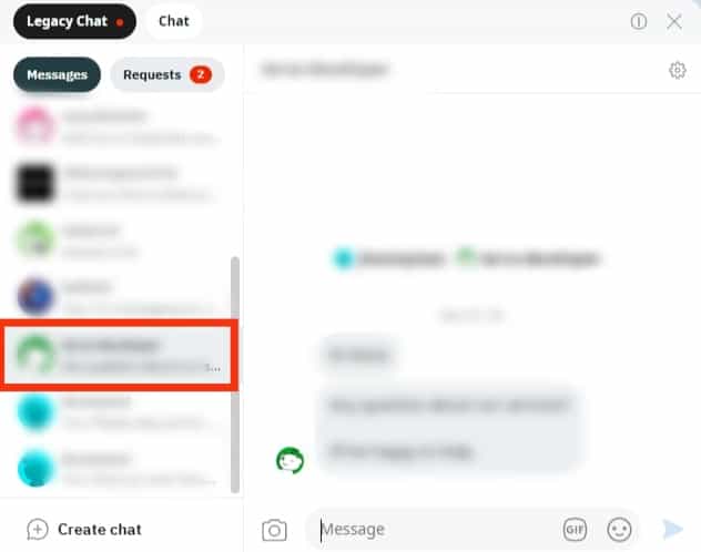 Create A New Chat Or Select The Existing One