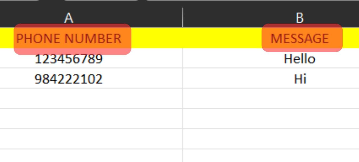 Create An Excel With Phone Numbers And Messages