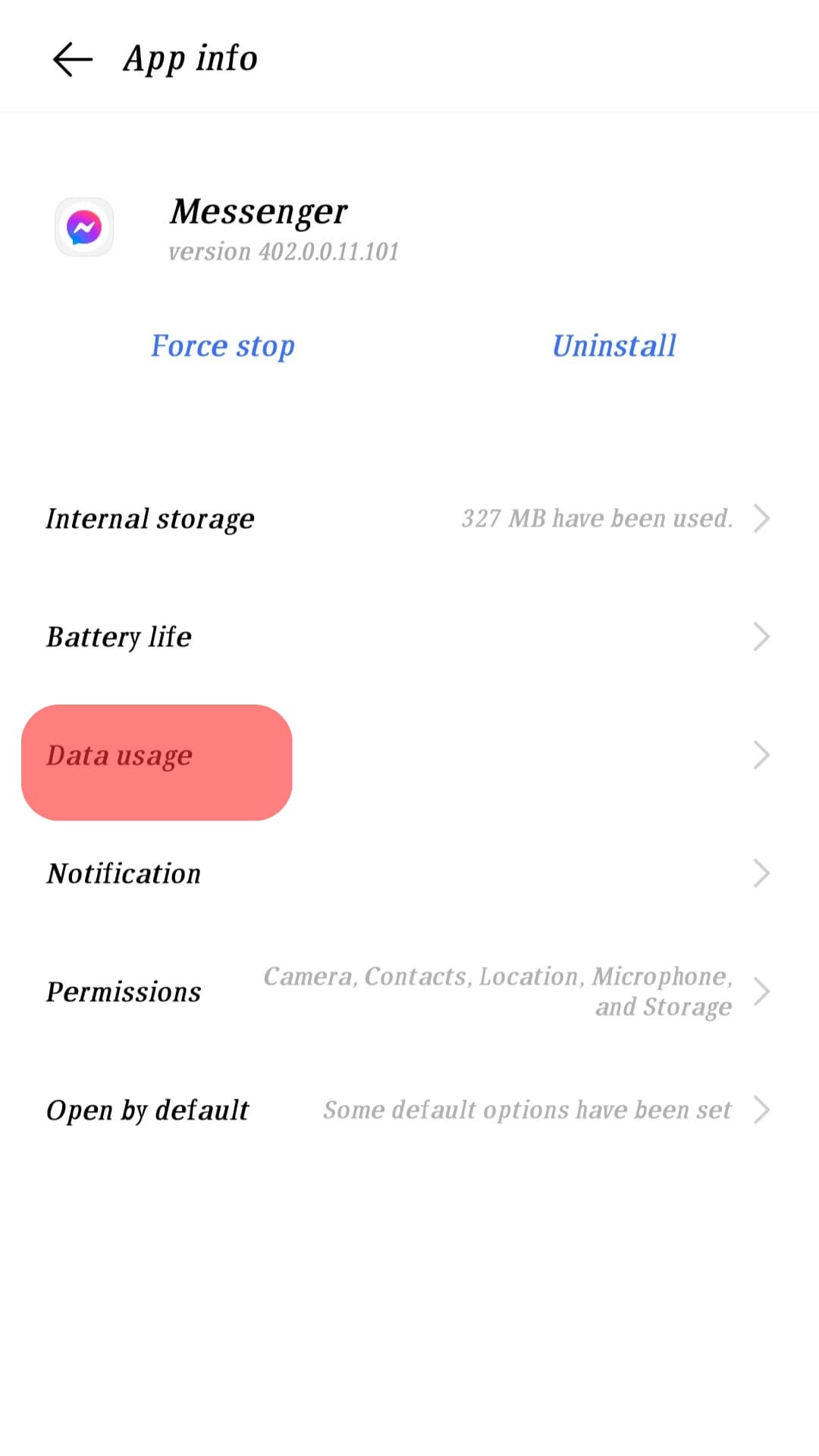 Data Usage Messenger App