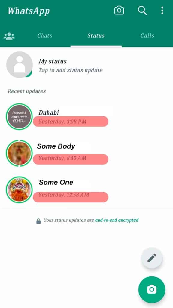 Date Under Whatsapp Status