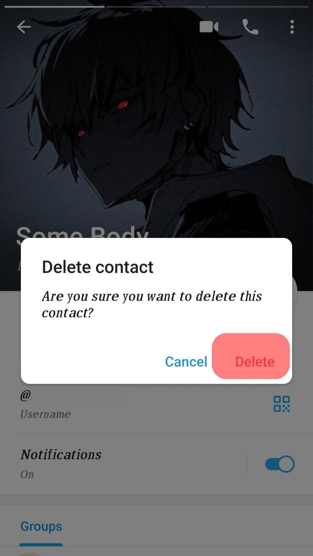 Delete Button Telegram Contact