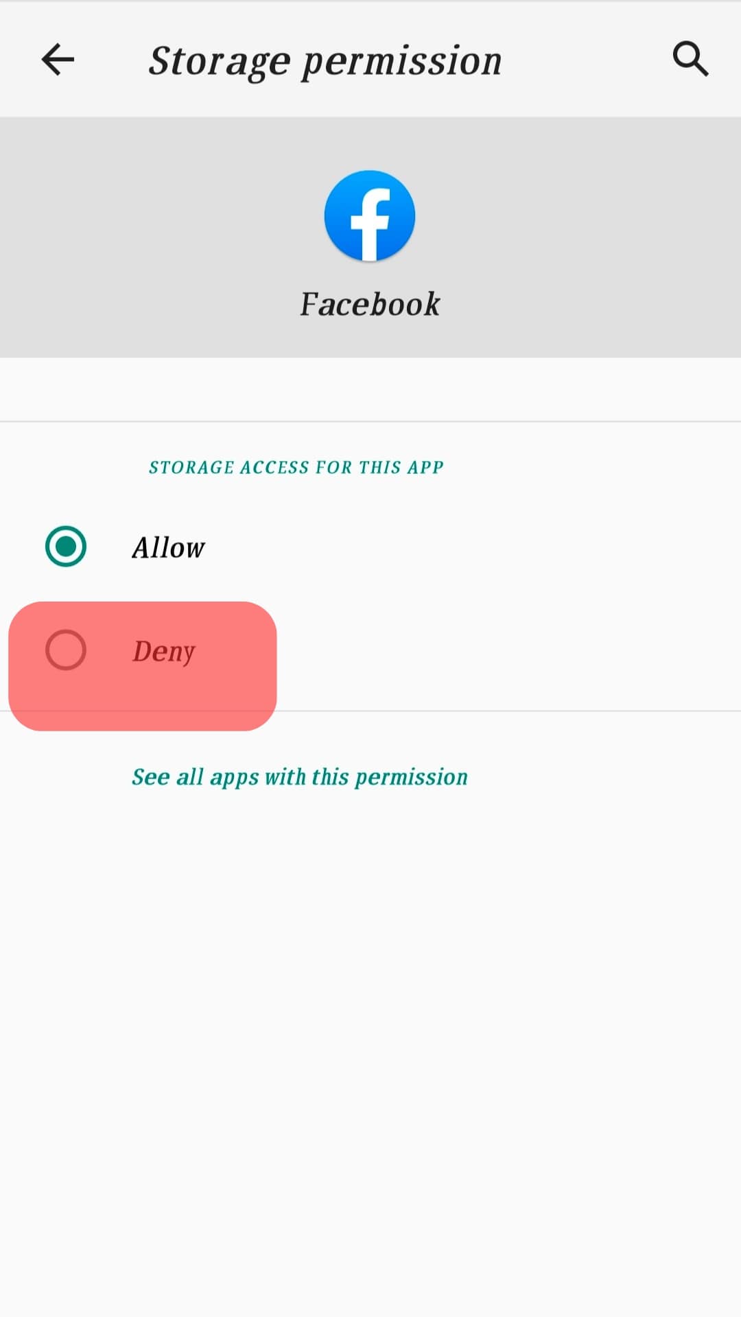 Deny Storage Permissions Facebook