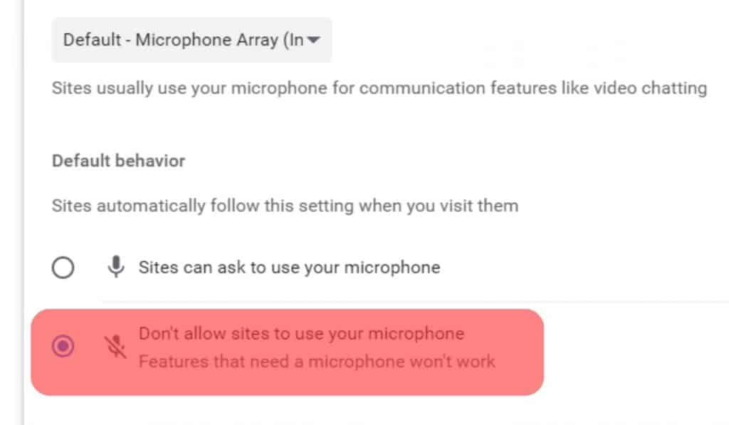 Disable Mic From Browser Settings