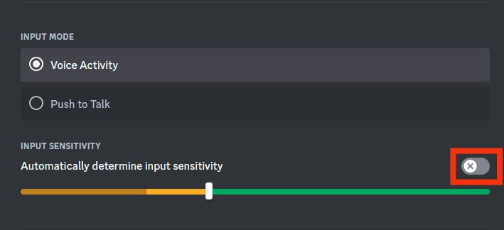 Disable The Automatically Determine Input Sensitivity