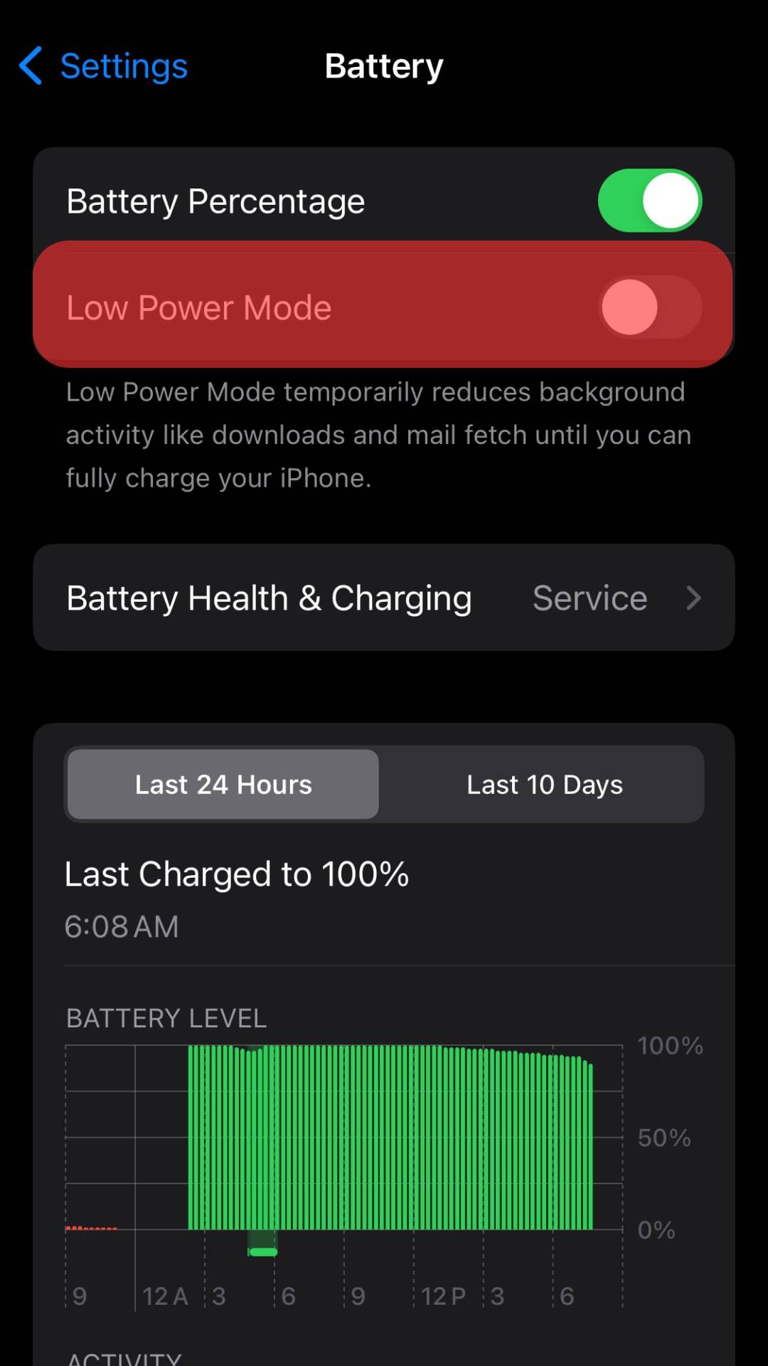 Disable The Low Power Mode Option. 