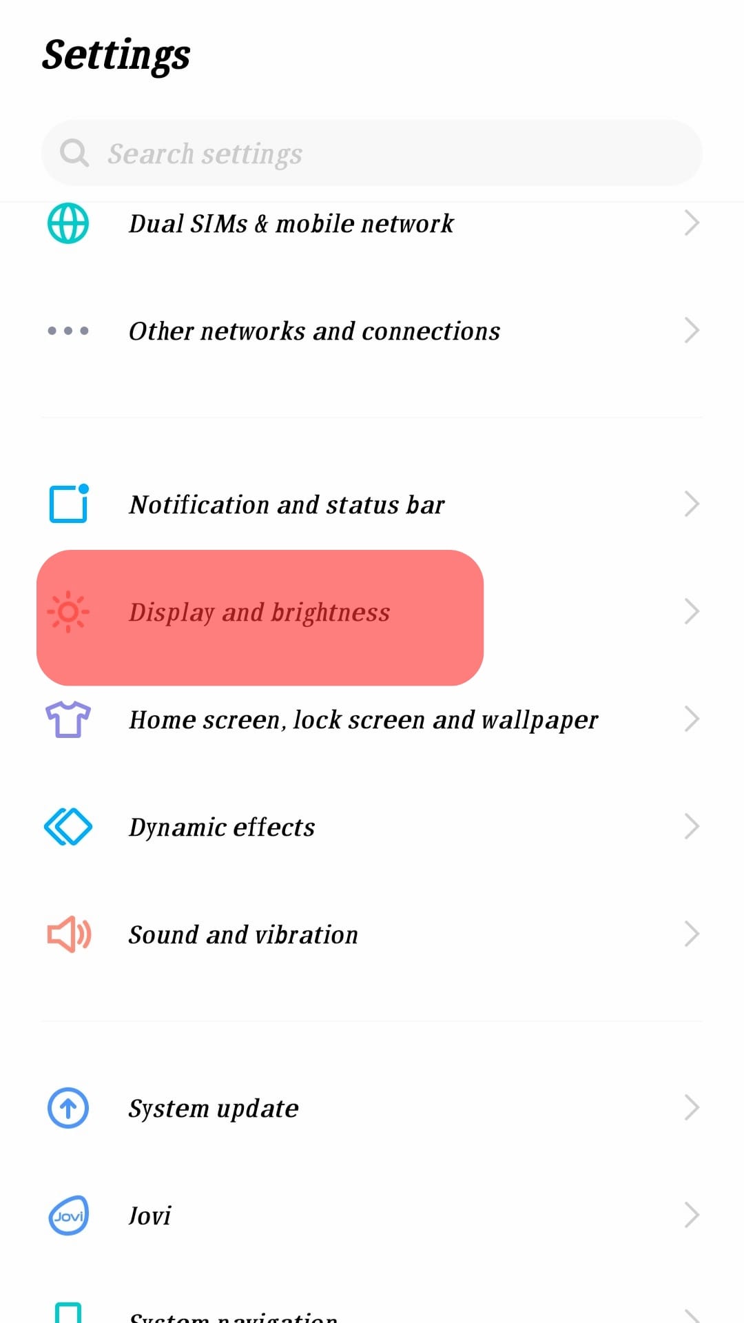 Display Settings Android