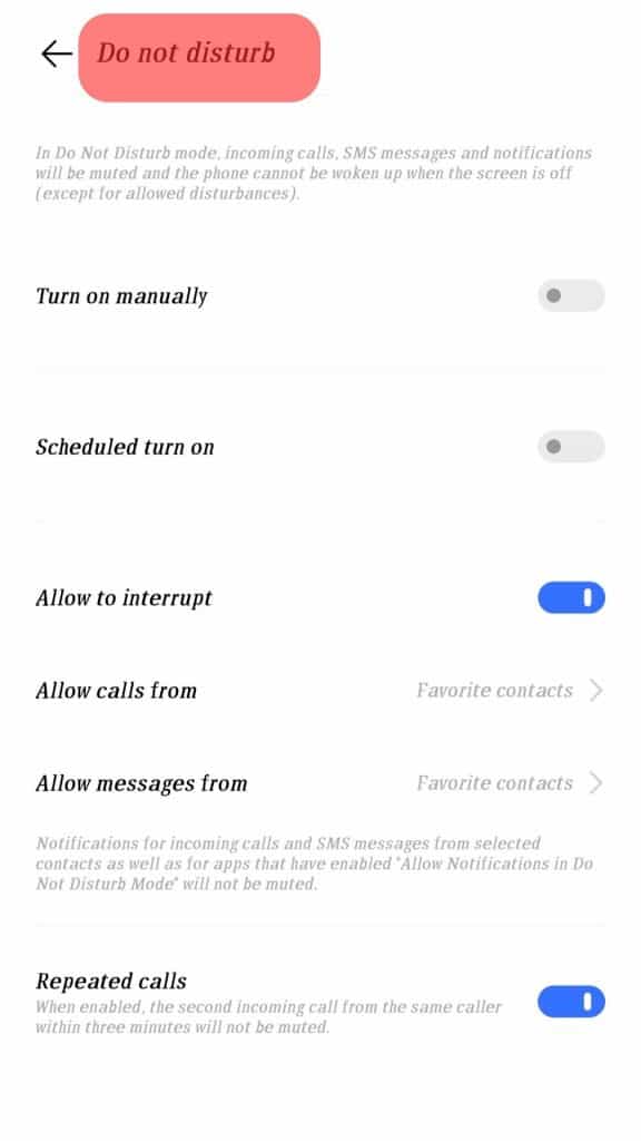 Do Not Disturb Setting Android Mobile