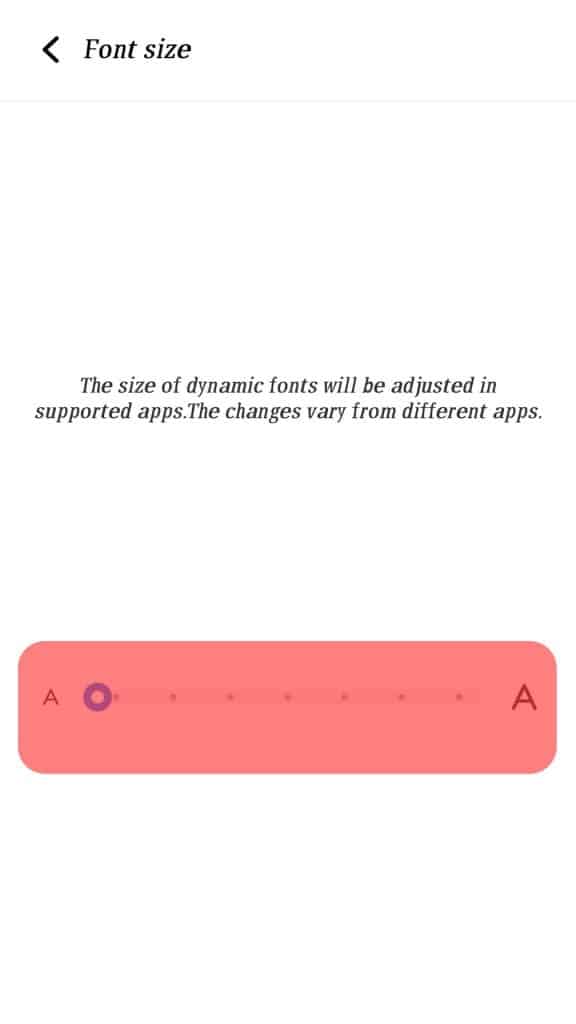 Drag The Font Size Slider