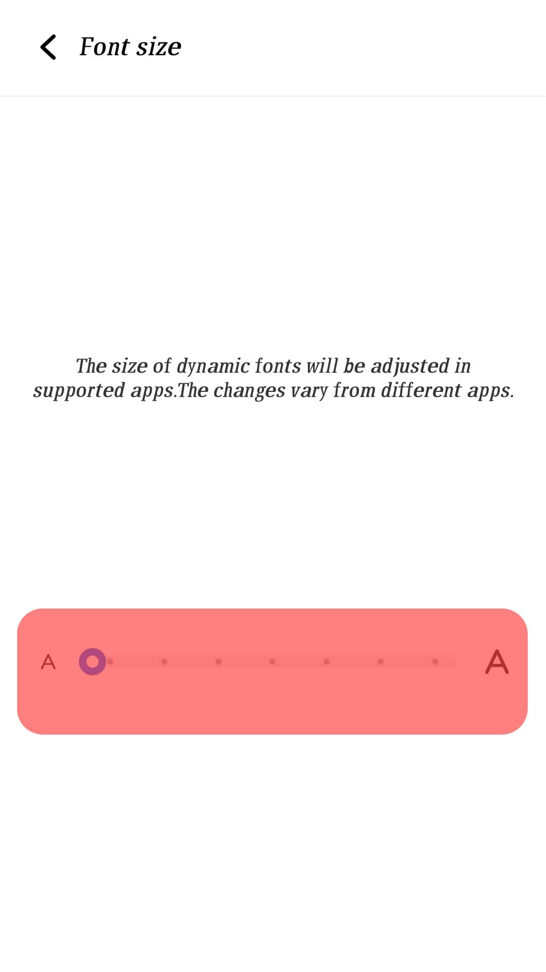 Drag The Font Size Slider