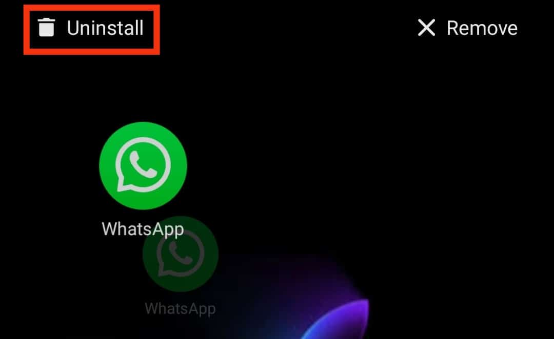 Drag The Whatsapp Icon To Uninstall