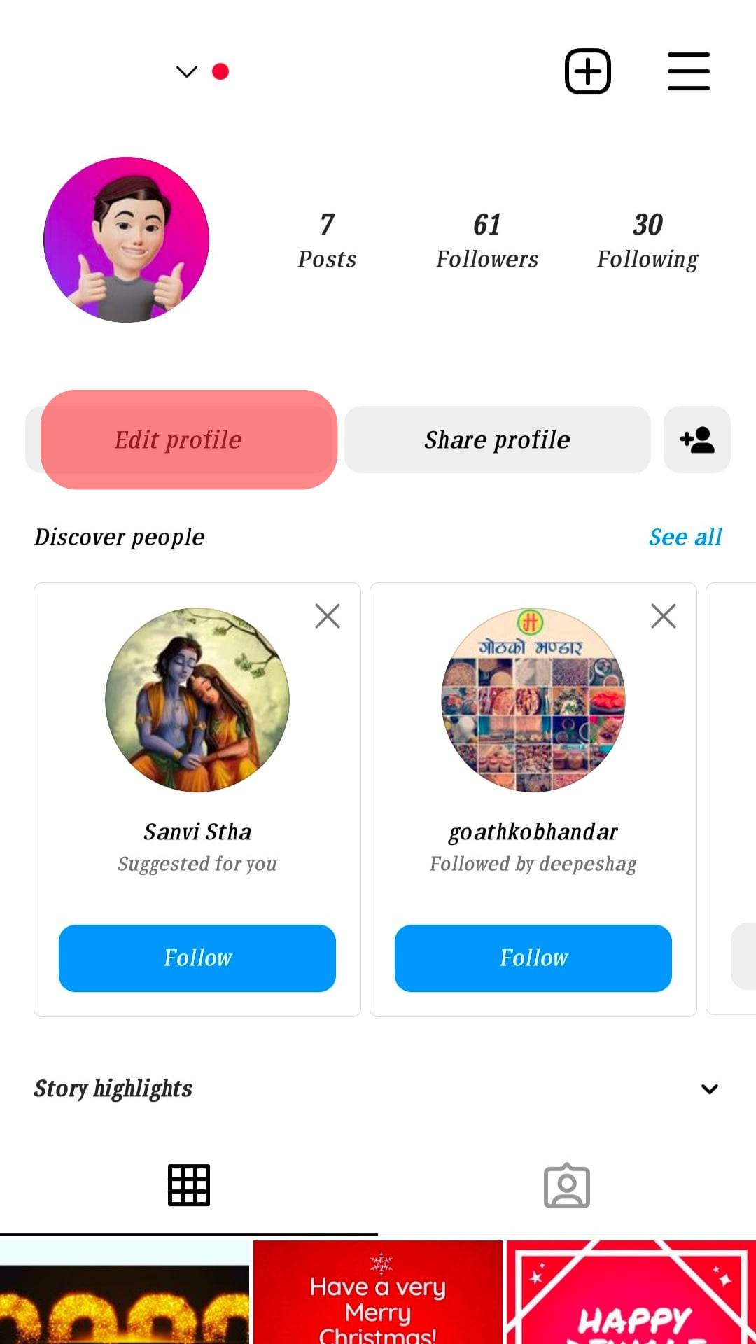 Edit Profile Button Instagram
