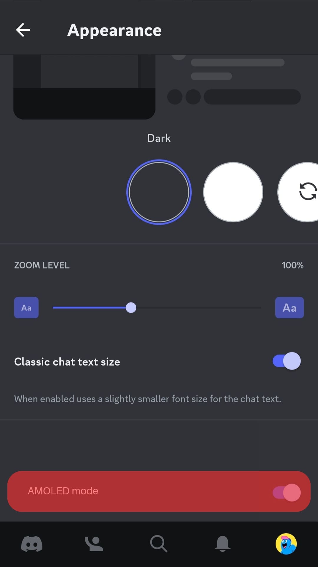 Enable Amoled Mode Discord