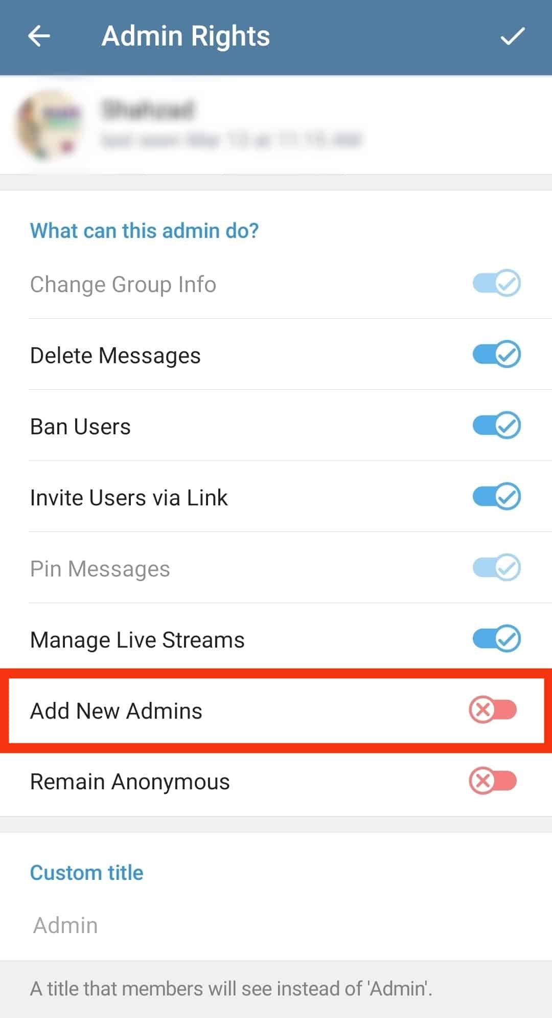 Enable Add New Admins Option