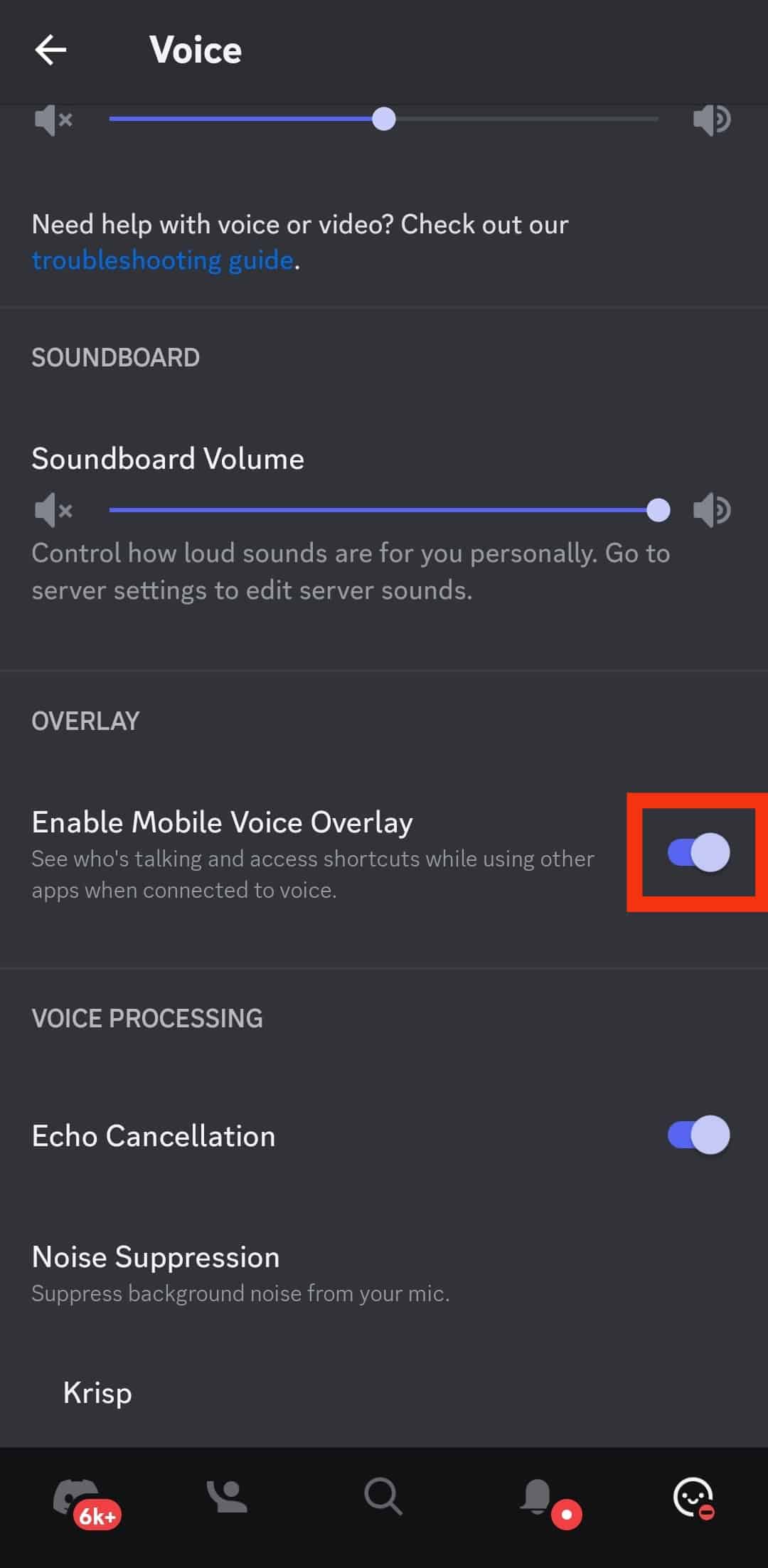 Enable Mobile Voice Overlay