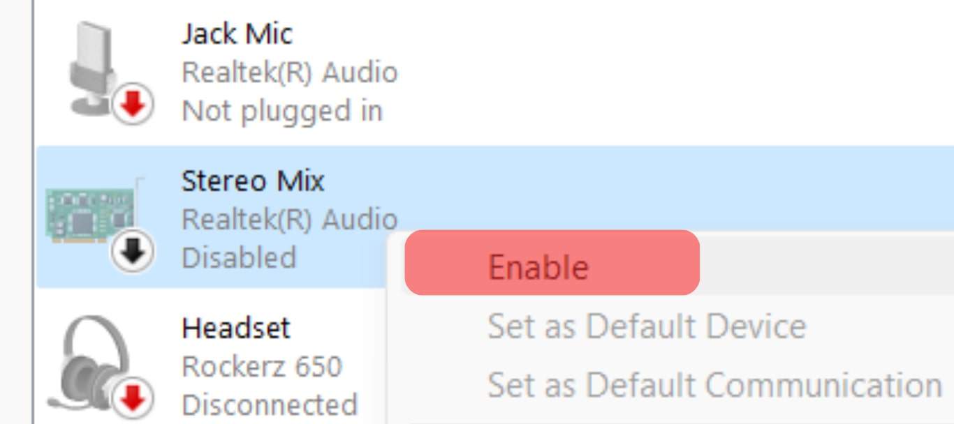 Enable The Stereo Mix Option
