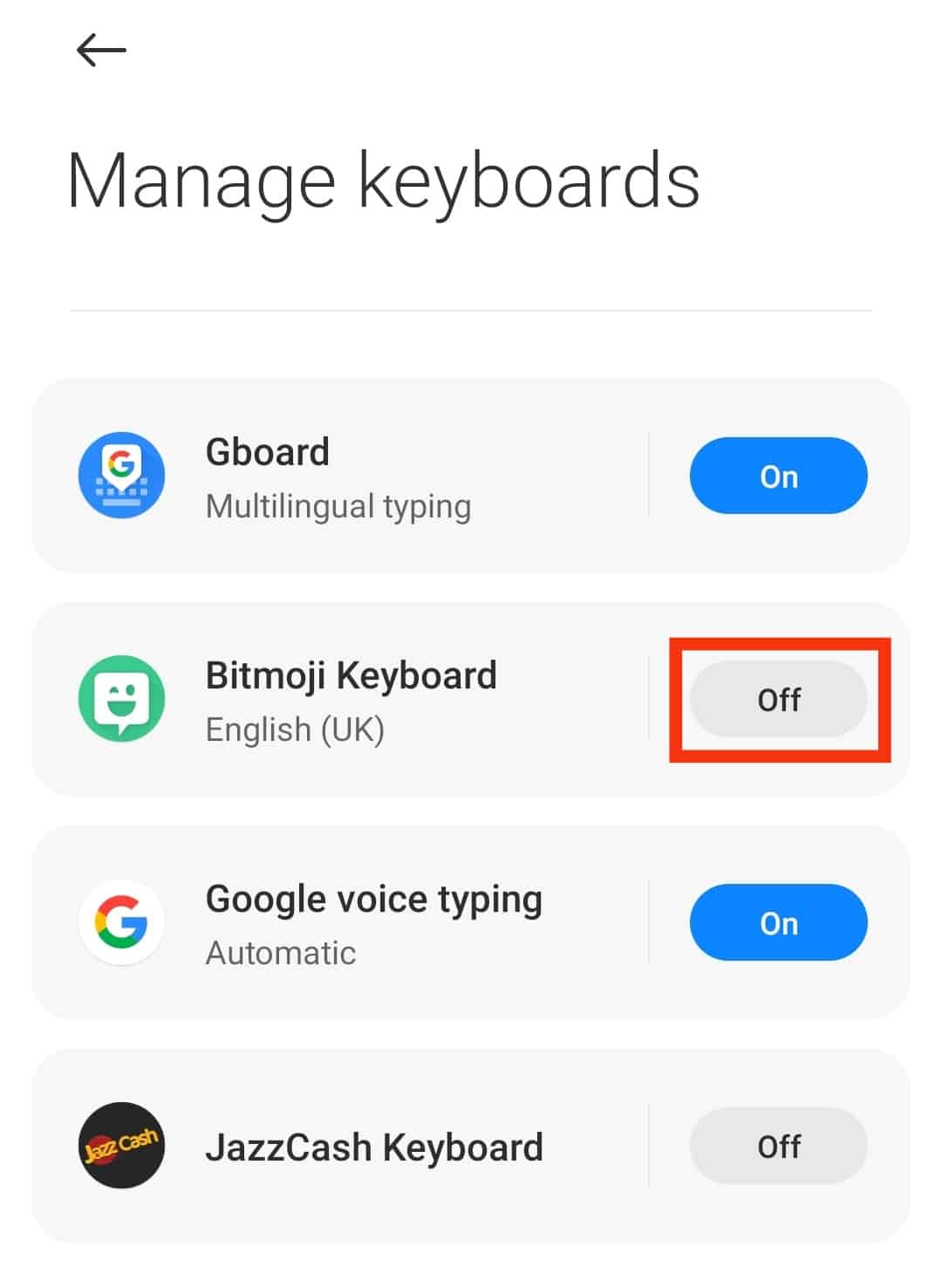 Enable The Option For A Bitmoji Keyboard